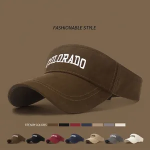 Sun Visor Hat Letter Embroidery Cotton Adjustable Breathable Outdoor Sports Ponytail Friendly For Men Women