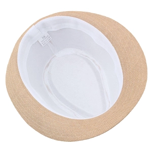 Men's breathable paper straw sun hat with size 58 label and internal woven details