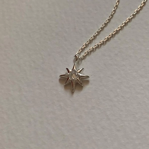 Eight-Pointed Star Pendant Necklace 925 Sterling Silver With Sparkly Zircon Octagram Minimalist Elegant Jewelry Gift