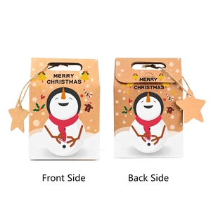Christmas snowman kraft gift bags with star tags and Merry Christmas print