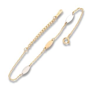 Exquisite S925 sterling silver bicolor olive leaf bracelet with gold plated finish