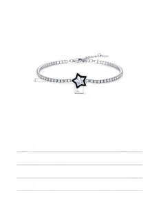 Detailed specs of S925 sterling silver tennis bracelet with star charm and measurements
