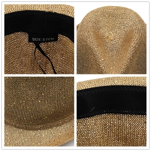 Sparkly gold sequin straw sun hat for women dancing and beach wear size 57cm