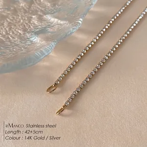Collar de tenis clásico de acero inoxidable con circonitas en acabados oro y plata