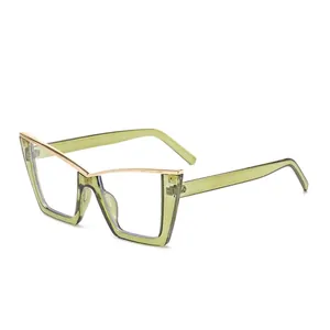 Fashion Cat Eye Anti Blue Light Glasses Retro PC Metal Frame Lightweight Clear AC Lens Eyewear For Women