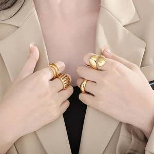 Vintage Stainless Steel Rings For Women High-End Minimalist Hollow Geometric Rings Multi-Layer Spiral Plain Band Rings Gift