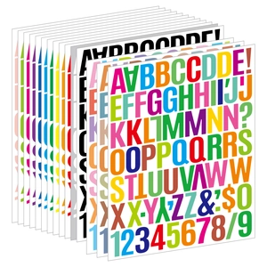 Colorful 1.5 inch alphabet and number vinyl stickers for DIY crafts and posters