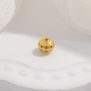 Golden S925 silver spacer bead with hollow texture for DIY bracelets and necklaces