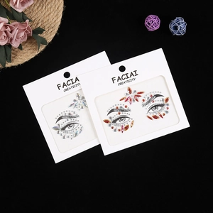 Face jewel stickers with iridescent and warm-toned rhinestones for makeup decoration