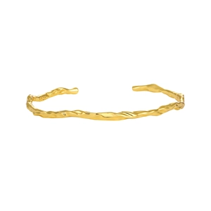 Minimalist S925 sterling silver open bangle featuring unique organic lava texture finish