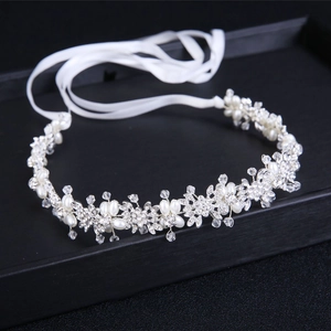 Vigne À Cheveux Mariée Strass Künstliche Perle Fleur Serre-Tête Alliage Fait Main Accessoires Mariage Femmes