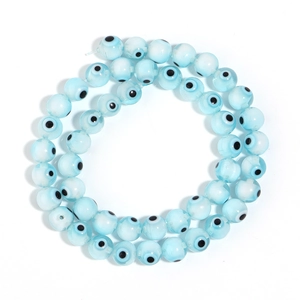 Set of light blue millefiori evil eye glass beads for DIY bracelet and jewelry making