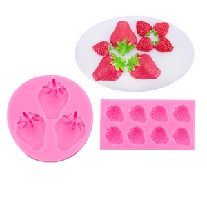 Pink strawberry silicone molds for chocolate, fondant and wax melt candle decorating