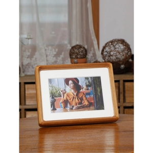 Classic round corner black walnut solid wood picture frame with vintage photo display