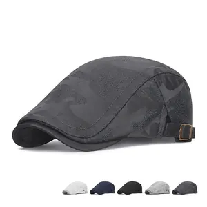 Flat Cap Camouflage Breathable Mesh Polyester Adjustable Sun Protection British Style Ivy Driving Hat For Men Women