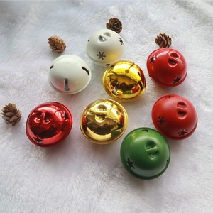 5cm star cutout Christmas bells in red, gold, white and green on soft white plush