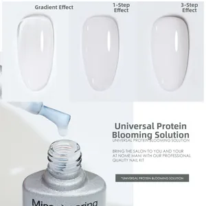 Gel ongle blanc laiteux translucide montrant 1 à 3 couches pour un effet dégradé artistique
