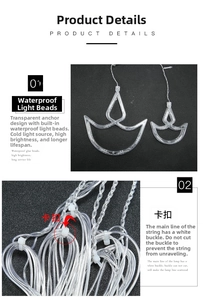 Close-up of waterproof LED Diwali curtain lights with transparent anchor-shaped oil lamp beads