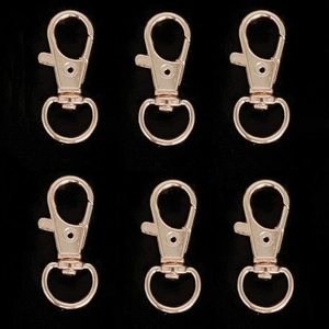 Pack of 6 rose gold alloy swivel lobster claw clasps with D-ring for DIY keychain making
