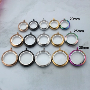 Round Glass Floating Locket Pendant Stainless Steel Transparent Twist Open Memorial Frame Photo Jewelry Making