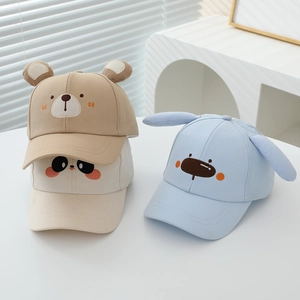 Kids cute animal baseball caps with bear and panda embroidery and 3D decorative ears