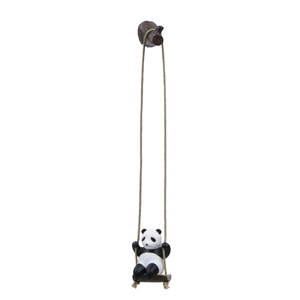 Creative panda figurine swinging on a tree branch for home or office desk decor