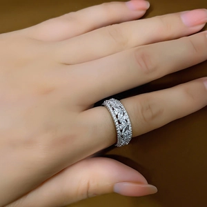 Elegant silver vine ring with marquise cubic zirconia on woman finger for daily styling