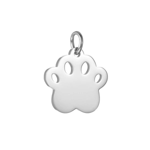 Pendentif patte de chat en acier titane poli avec anneau ouvert pour collier d'animaux