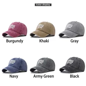 Vintage washed cotton baseball caps in six colors with coordinator embroidery