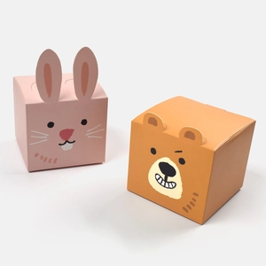 Cute Animal Gift Boxes Cardboard Foldable Candy Packaging Case For Birthday Party Favors Rabbit Bear Shapes