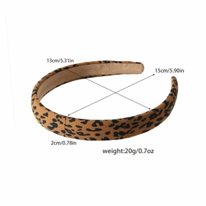 Serre-tête léopard rétro rembourré avec dimensions de 15cm de long et 13cm de large