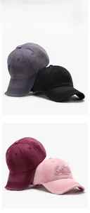 Details von Distressed Baseball Caps mit 3D Stickerei in Dunkelgrau, Schwarz, Rot und Rosa