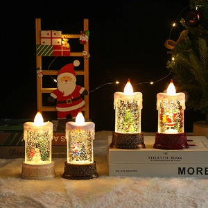 Festive Christmas LED lantern with liquid glitter and holiday miniature scenes