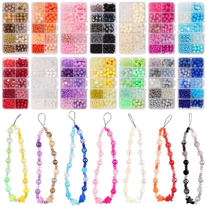 Mixed Beads Acrylic Glass Heart Star Shapes Macaron Colors DIY Jewelry Making Phone Chain Craft Accessory