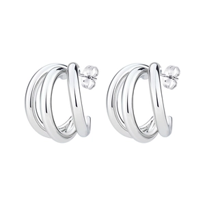 Triple Layer Hoop Earrings Titanium Steel Geometric Twisted Smooth Polished Jewelry For Women Men