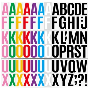 Close-up of 4-inch colorful uppercase alphabet stickers set for DIY wall and car decor