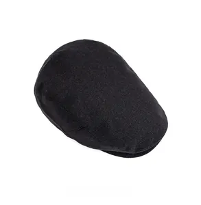 Top view detail of a black ivy cap showing the durable canvas fabric texture and flat top