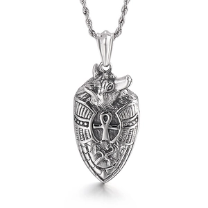 Stainless Steel Pendant Gothic Punk Skull Wolf Head Ankh Cross Shield Retro Jewelry For Men
