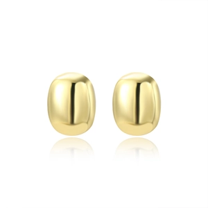 Minimalist geometric oval stud earrings in polished 18k gold plated copper finish