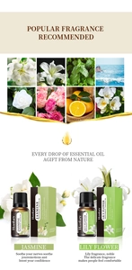 Vue détaillée des huiles essentielles de Jasmin et de Lys 10ml en flacons en verre