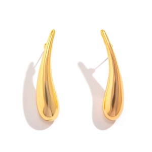 Boucles d'oreilles clous dorées polies au design minimaliste en forme de goutte d'eau