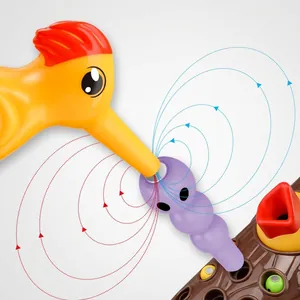 Magnetic woodpecker feeding game toy with colorful caterpillars for motor skills training