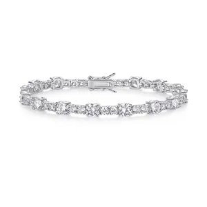 Luxury 925 Sterling Silver Moissanite Tennis Bracelet Elegant Round Cut Inlaid Shiny Moissanite Chain Bracelet Jewelry Gift For Women
