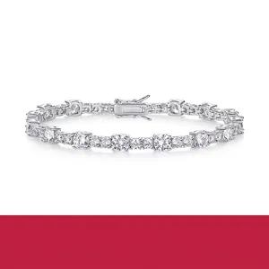 Luxury 925 Sterling Silver Moissanite Tennis Bracelet Elegant Round Cut Inlaid Shiny Moissanite Chain Bracelet Jewelry Gift For Women