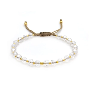 Bohemian multi-layer crystal bead bracelet with gold accents and adjustable cord