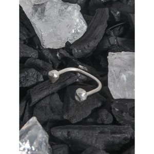 Irregular textured S925 sterling silver ring on charcoal and white crystal stones