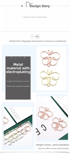 Macro detail of creative butterfly paper clips in rose gold and gold plating finish