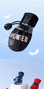 Detail showing adjustable drawstring and anti-slip soles of breathable dog boots