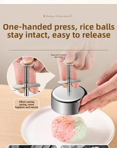 Detail of 304 stainless steel food mold with spring-loaded press for rice balls