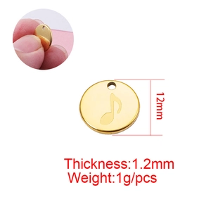 Gold 18K plated stainless steel 12mm music note pendant charm for DIY jewelry